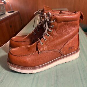 Mens Timberland Wedge Brown Leather 6" Soft Toe Work Boots Size 12 M 53009